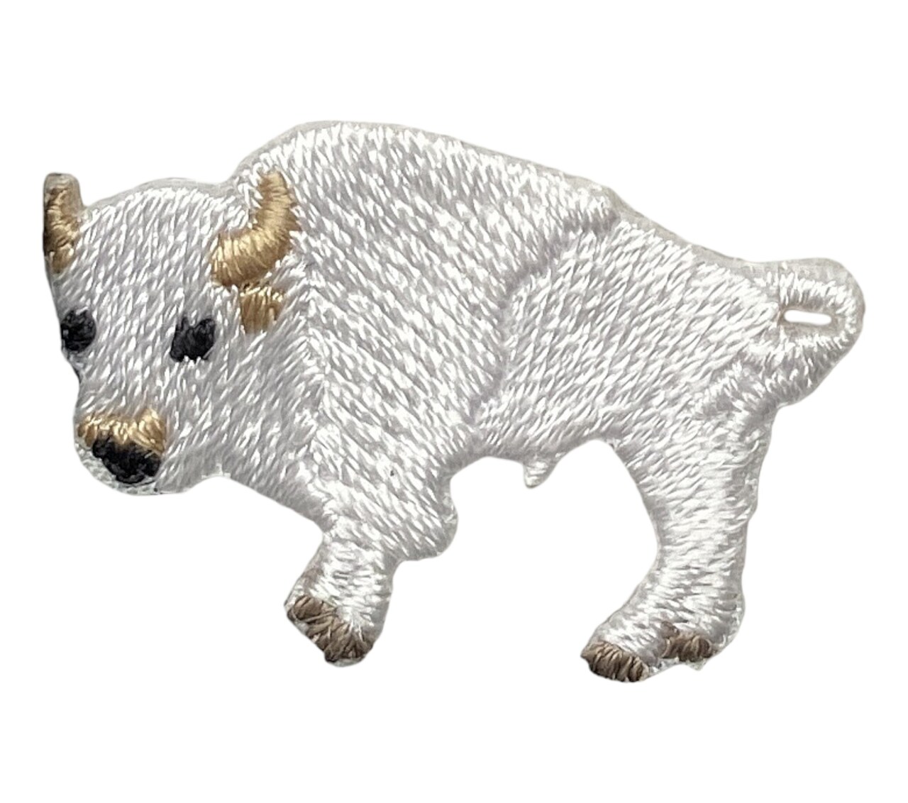 Mini White Buffalo, American Bison, Embroidered, Iron on Patch